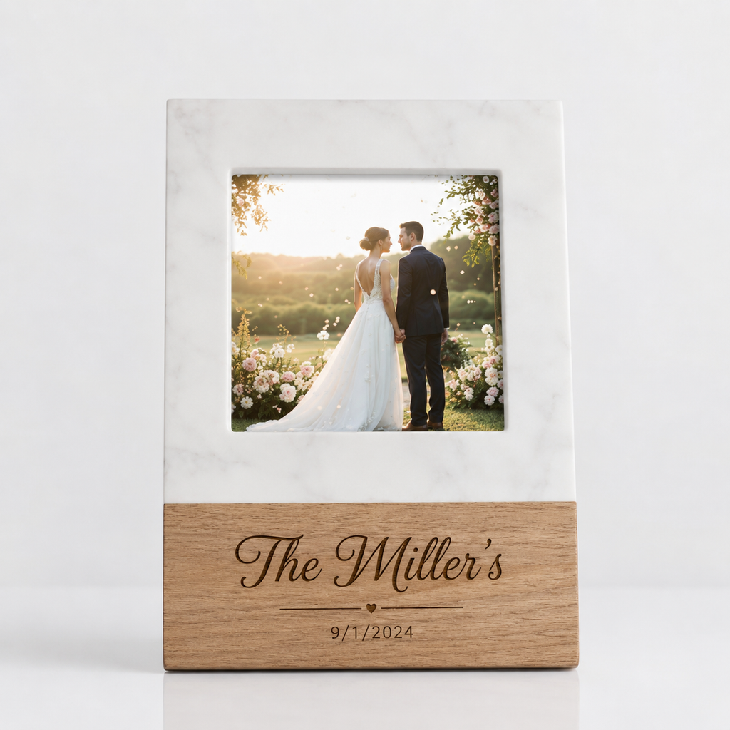 Personalized Marble/Wood Picture Frame (5x7)